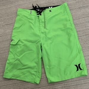 Hurley Board Shorts Mens 29 Neon Green Tropical Surf Beach Recycled Polyester
